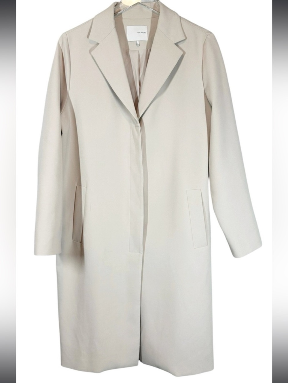 Oak & Fort Women's Single-Breasted Cream Coat Size M
